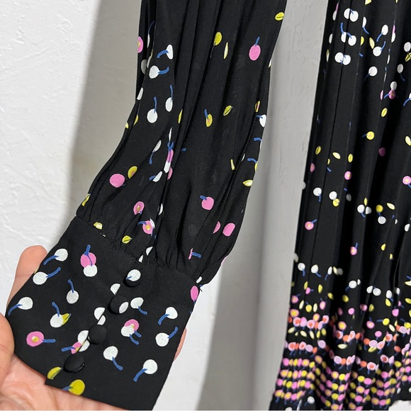 $128 FREE PEOPLE BLACK PRINTED LONG SLEEVE CORYN MINI DRESS Sz 4  :W07: - Picture 7 of 14